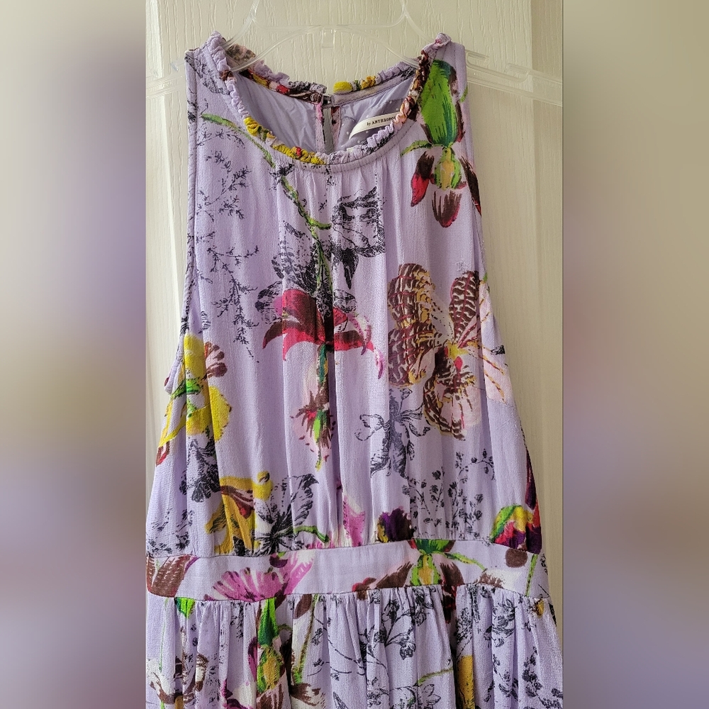 Anthropologie Purple Pleated Midi Dress